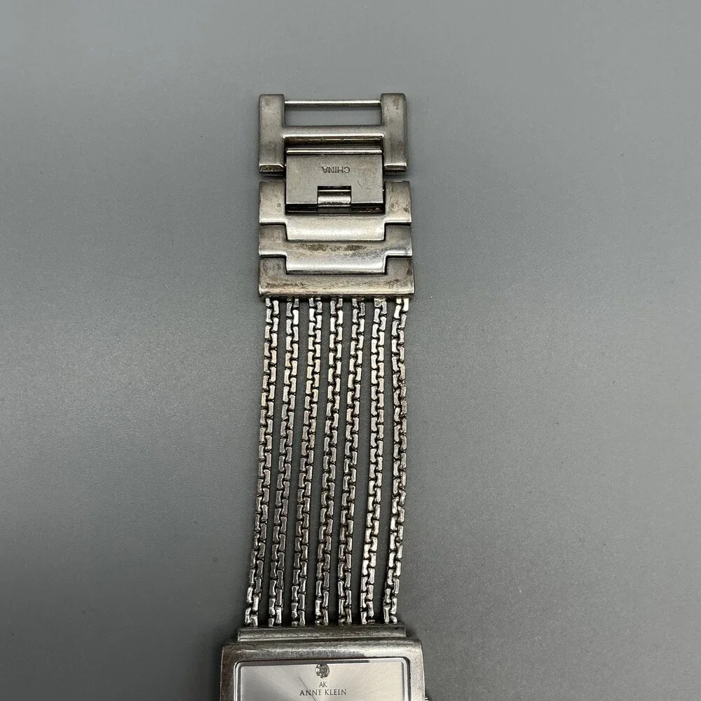 Anne Klein Womens Watch 30mm Silver Dial Diamond Chain Bracelet New Battery 7
